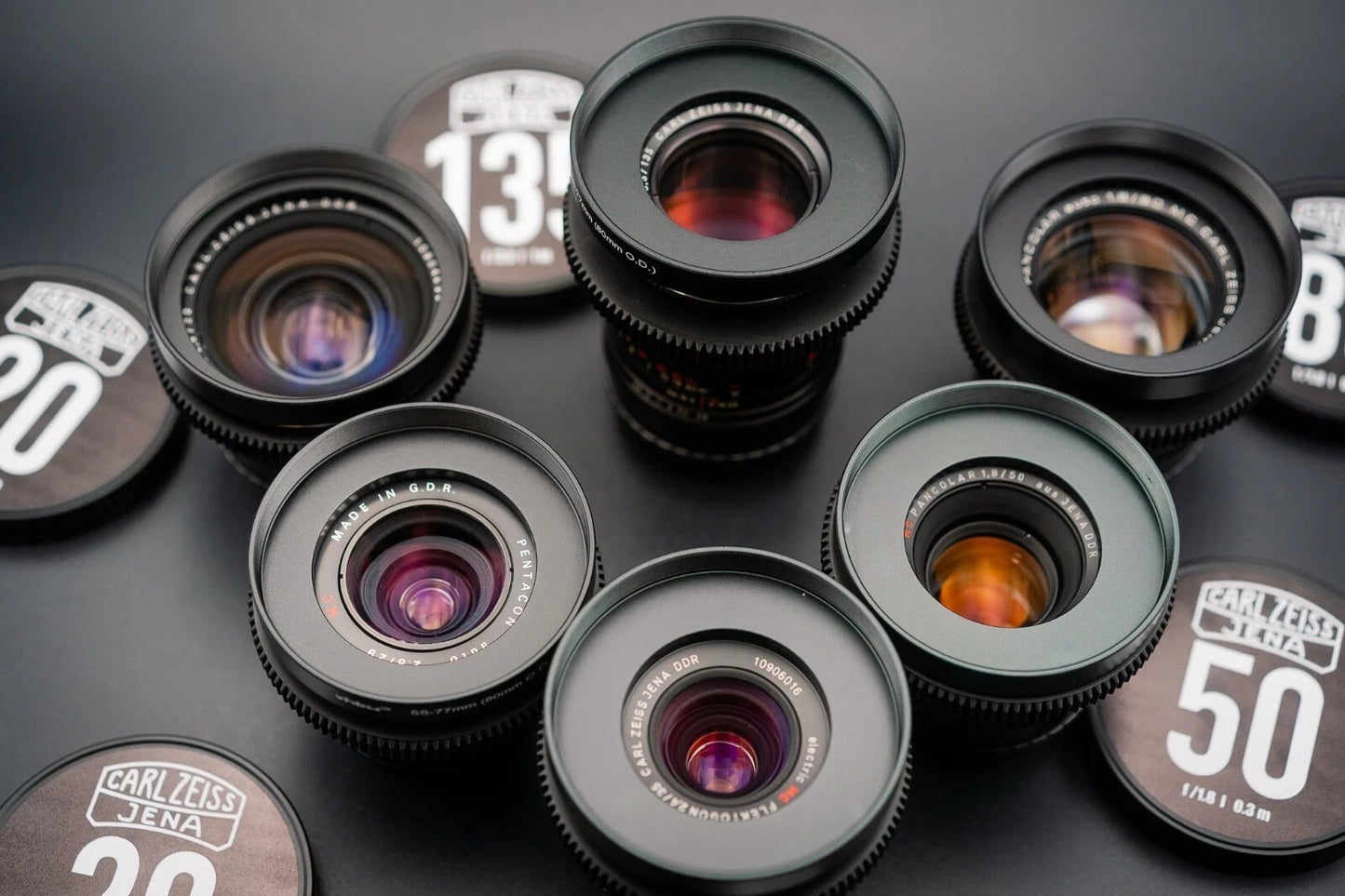 Carl Zeiss Jenas Lens Set E Mount 20, 29, 35, 50, 80, 135mm