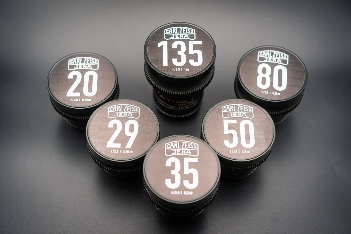 Carl Zeiss Jenas Lens Set E Mount 20, 29, 35, 50, 80, 135mm