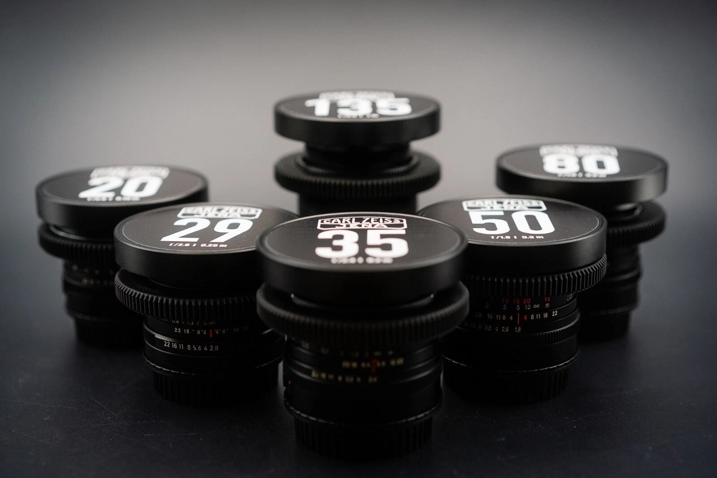 Carl Zeiss Jenas Lens Set E Mount 20, 29, 35, 50, 80, 135mm